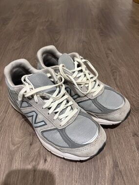 New Balance Gray and White Athletic Sneakers 990v5
